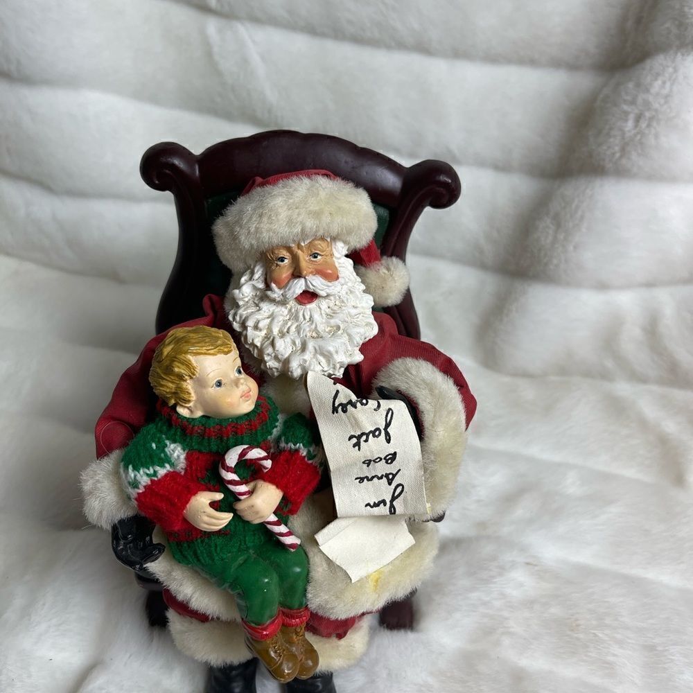 Kirkland Signature Santa & boy Ceramic figurines with paper marché costume - Picture 8 of 11